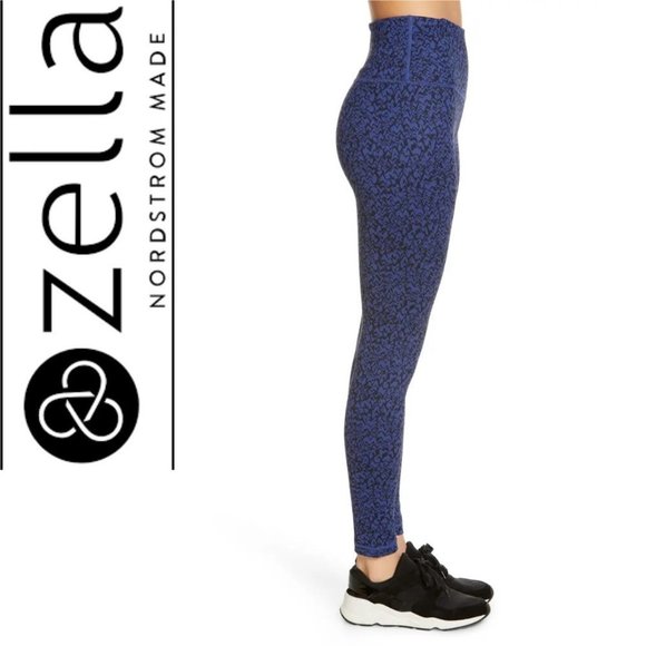NEW Live In High Waist Ankle Performance Leggings Blue Twilight Wave Print Small - Picture 4 of 10